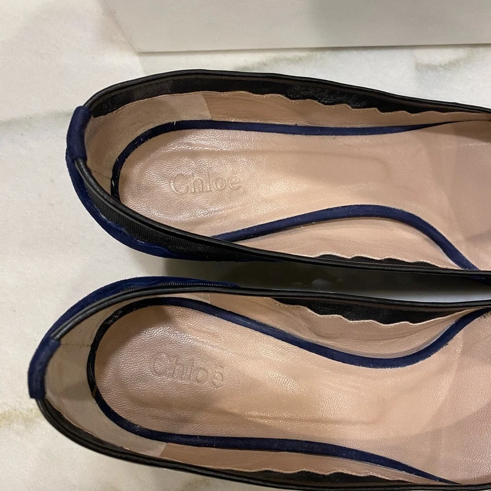Chloe Heels size 40 Navy Suede Black Mesh - Picture 4 of 16
